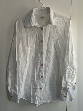 Women's White Button-Down Shirt with Natural Buttons